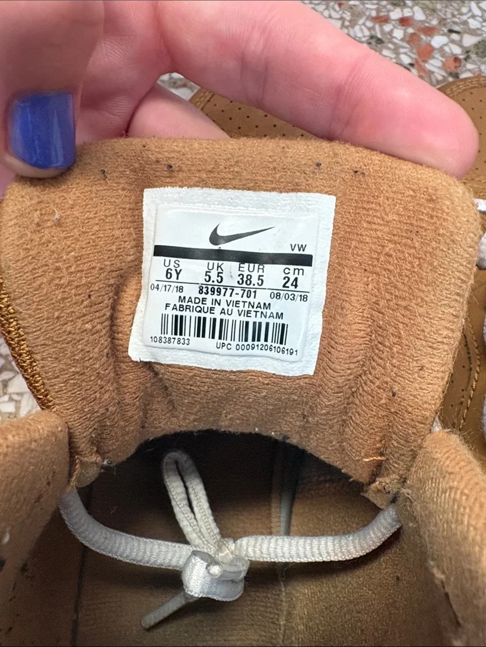 Nike 6 Youth High-Top Sneakers in Tan Mustard